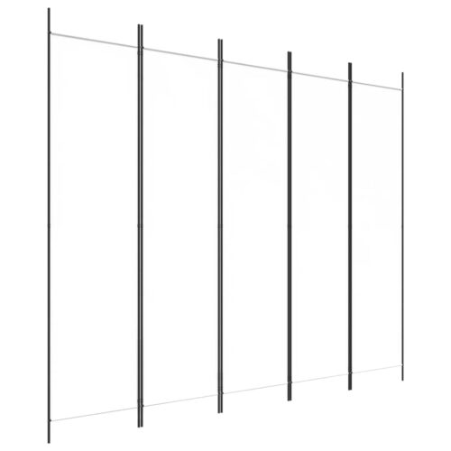 5-Panel Room Divider White 250x200cm Fabric - Image 2