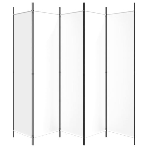 5-Panel Room Divider White 250x200cm Fabric - Image 4