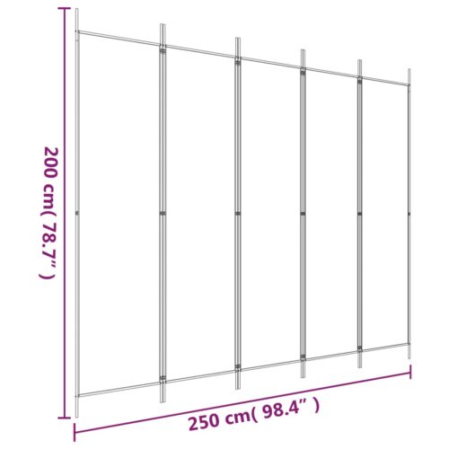 5-Panel Room Divider White 250x200cm Fabric - Image 8