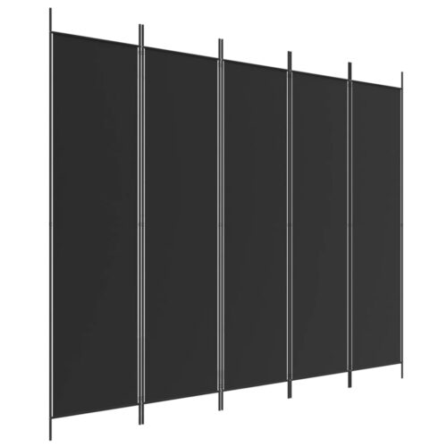 5-Panel Room Divider Black 250x200cm Fabric - Image 2