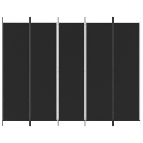5-Panel Room Divider Black 250x200cm Fabric - Image 3