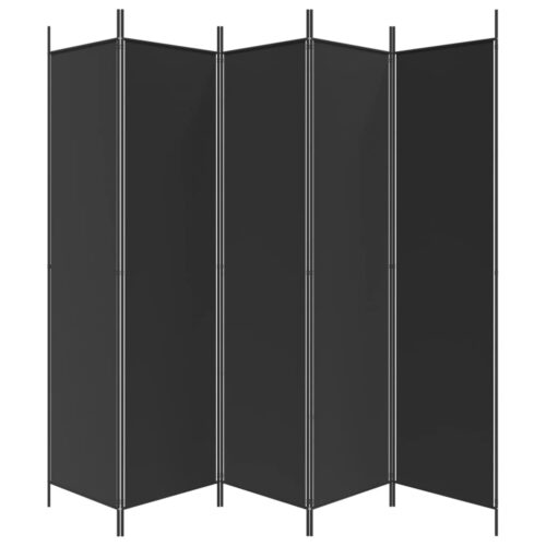 5-Panel Room Divider Black 250x200cm Fabric - Image 4