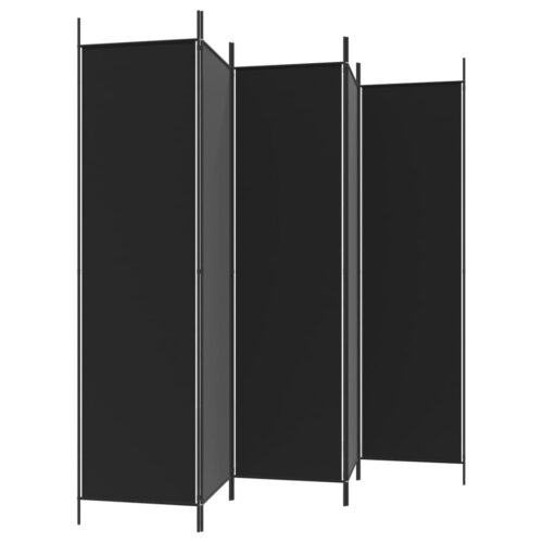 5-Panel Room Divider Black 250x200cm Fabric - Image 5
