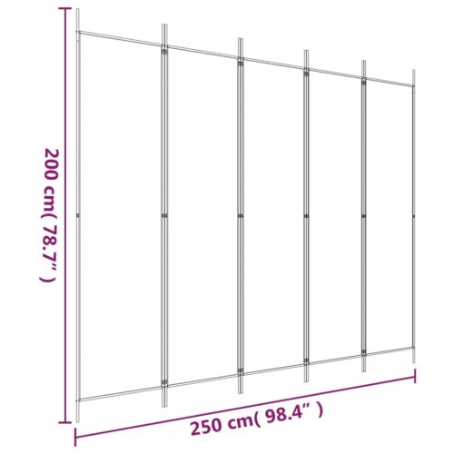 5-Panel Room Divider Anthracite 250x200cm Fabric - Image 8