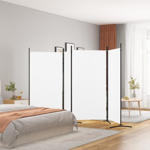 4-Panel Room Divider White 346x180cm Fabric
