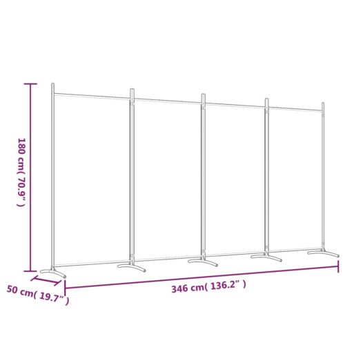4-Panel Room Divider White 346x180cm Fabric - Image 8
