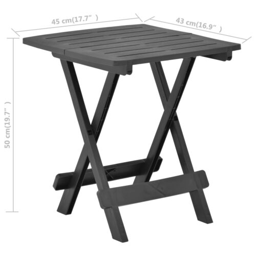 Folding Garden Table Anthracite 45x43x50cm Plastic - Image 7