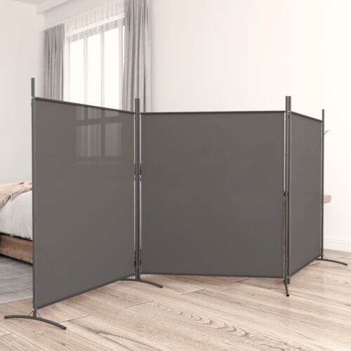 3-Panel Room Divider Anthracite 525x180cm Fabric