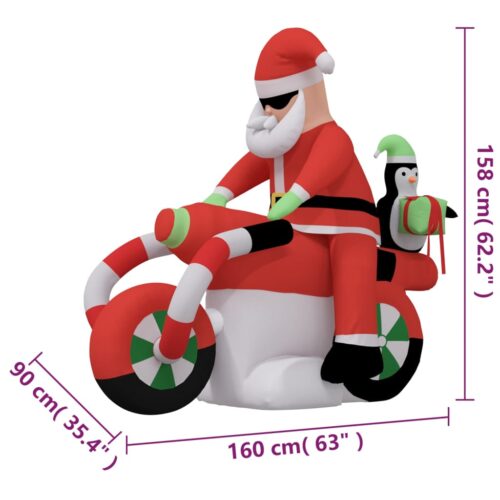 Christmas Inflatable Santa on Motorcycle LED 158cm - Image 11