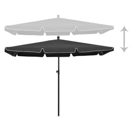 Garden Parasol with Pole 210x140cm Anthracite - Image 3