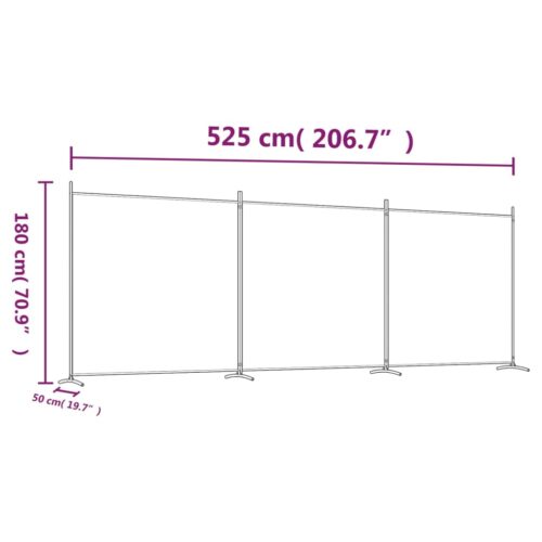 3-Panel Room Divider White 525x180cm Fabric - Image 8