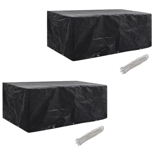Garden Furniture Covers 2pcs 8 Person Poly Rattan Set 10 Eyelets 229x113cm