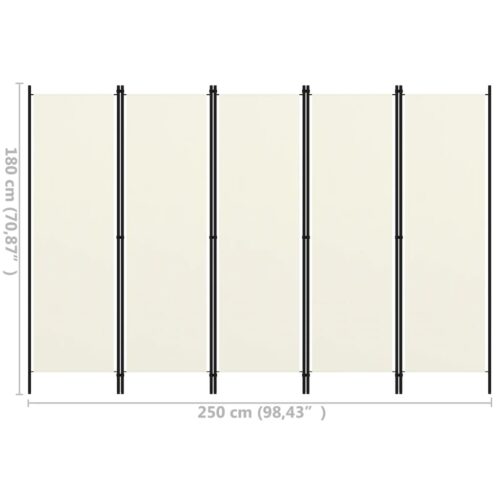 5-Panel Room Divider White 250x180cm - Image 6