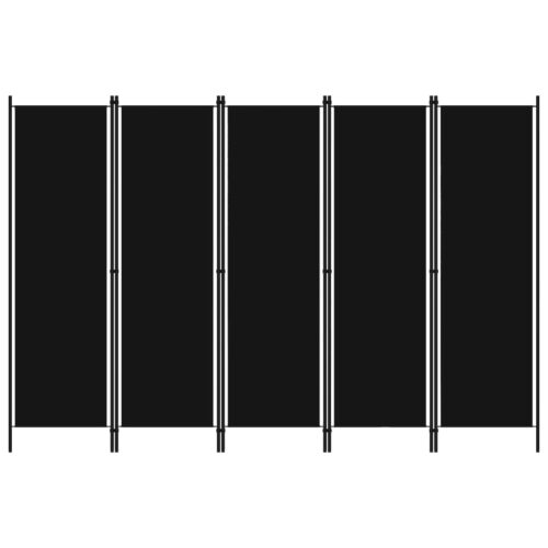5-Panel Room Divider Black 250x180cm