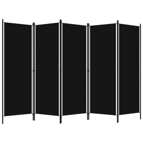 5-Panel Room Divider Black 250x180cm - Image 2