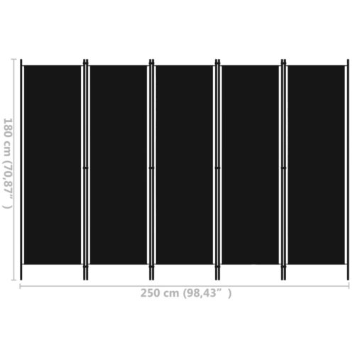 5-Panel Room Divider Black 250x180cm - Image 6
