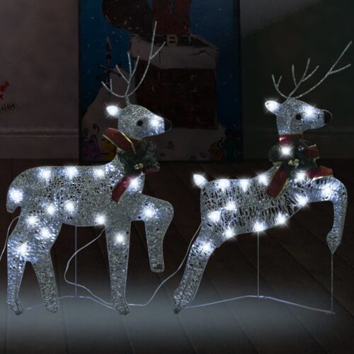 2pcs Christmas Reindeers 40 LED Lights Silver Xmas Outdoor Decor
