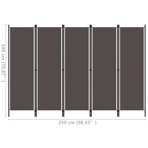 5-Panel Room Divider Anthracite 250x180cm - Image 6