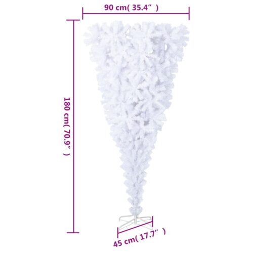 Upside-down Artificial Christmas Tree with Stand White 180cm - Image 6