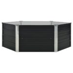 Raised Garden Bed Anthracite 129x129x45cm Galvanised Steel