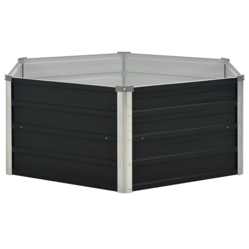 Raised Garden Bed Anthracite 129x129x45cm Galvanised Steel - Image 4