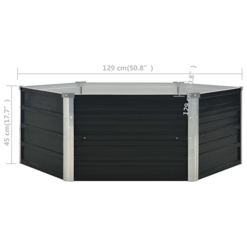 Raised Garden Bed Anthracite 129x129x45cm Galvanised Steel - Image 7