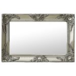 Wall Mirror Baroque Style 60x40cm Silver Living Dining Room Hallway Accent Decor