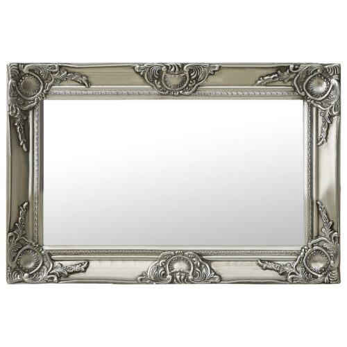Wall Mirror Baroque Style 60x40cm Silver Living Dining Room Hallway Accent Decor
