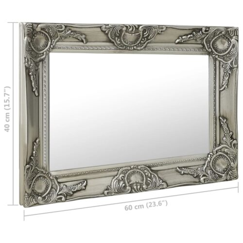 Wall Mirror Baroque Style 60x40cm Silver Living Dining Room Hallway Accent Decor - Image 6