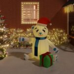 Christmas Inflatable Teddy Bear LED Lights Outdoor Xmas Decor 180cm