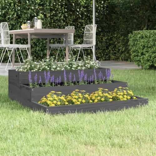Planter Grey 78x78x27cm Solid Wood Pine