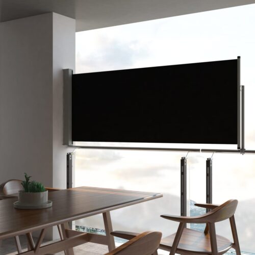 Patio Retractable Side Awning 100 x 300cm Black