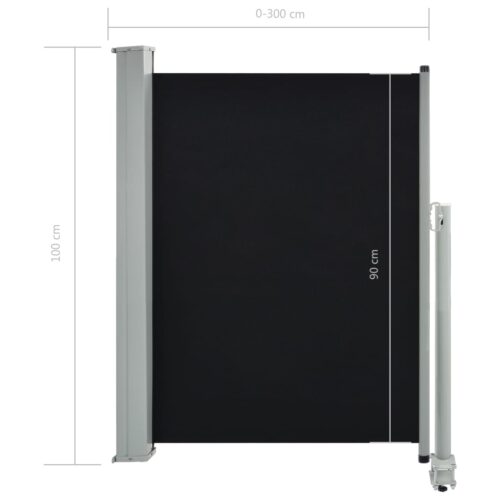Patio Retractable Side Awning 100 x 300cm Black - Image 8