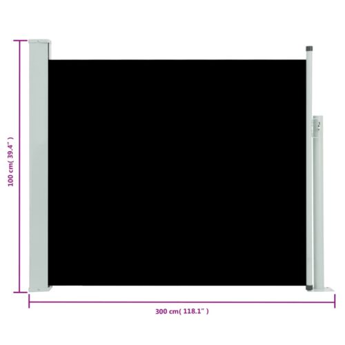 Patio Retractable Side Awning 100x300cm Black - Image 8