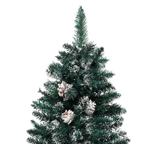 Slim Christmas Tree with Real Wood White Snow Green 150cm - Image 3