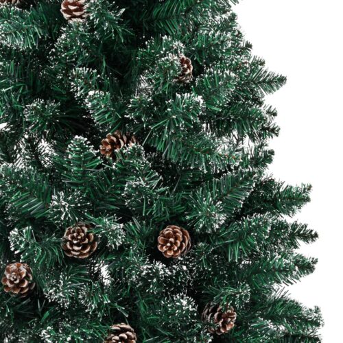 Slim Christmas Tree with Real Wood White Snow Green 150cm - Image 4