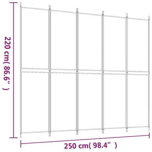 5-Panel Room Divider Anthracite 250x220cm Fabric - Image 8