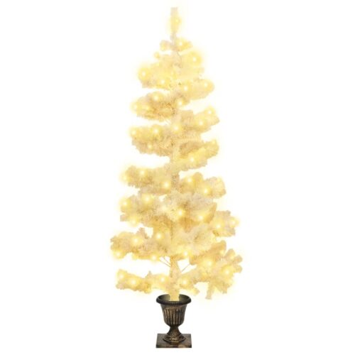 1.2m Swirl Pre-Lit Christmas Tree with Pot LED Lights Xmas Decor White 120cm - Image 2