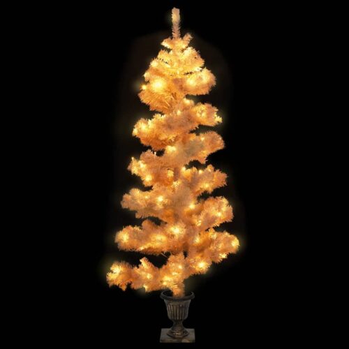 1.2m Swirl Pre-Lit Christmas Tree with Pot LED Lights Xmas Decor White 120cm - Image 3