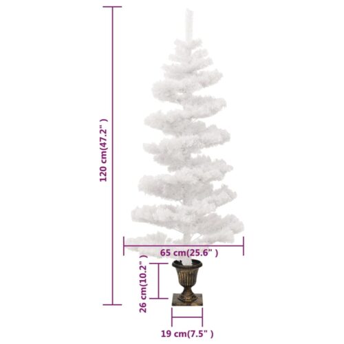 1.2m Swirl Pre-Lit Christmas Tree with Pot LED Lights Xmas Decor White 120cm - Image 10