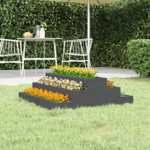 Planter Grey 80x80x27cm Solid Wood Pine