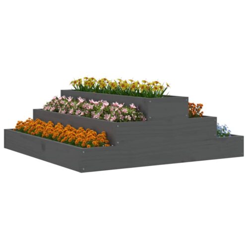 Planter Grey 80x80x27cm Solid Wood Pine - Image 3