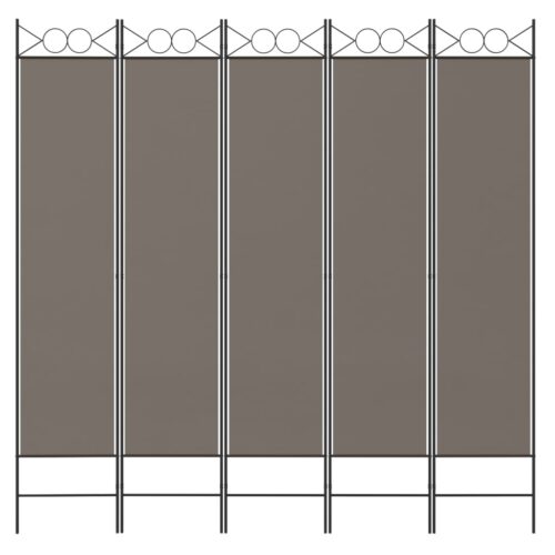 5-Panel Room Divider Folding Privacy Screen Stand Fabric Anthracite 200x200cm - Image 3