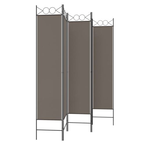 5-Panel Room Divider Folding Privacy Screen Stand Fabric Anthracite 200x200cm
