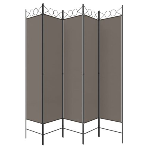 5-Panel Room Divider Folding Privacy Screen Stand Fabric Anthracite 200x200cm - Image 5