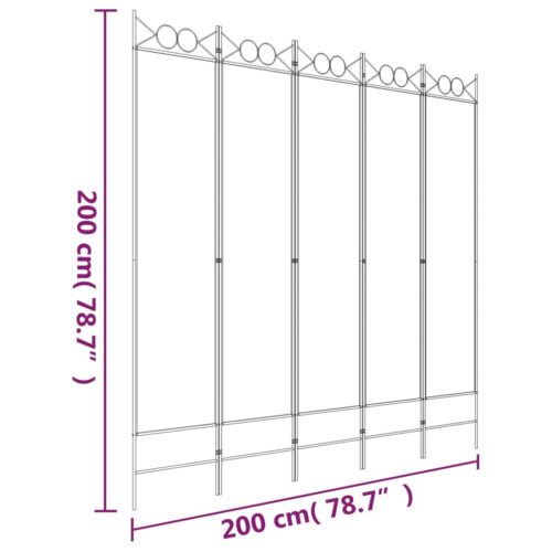 5-Panel Room Divider Folding Privacy Screen Stand Fabric Anthracite 200x200cm - Image 8
