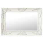 Wall Mirror Baroque Style 60x40cm White