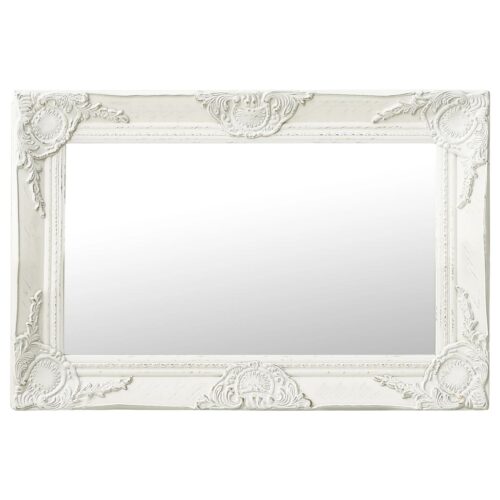 Wall Mirror Baroque Style 60x40cm White