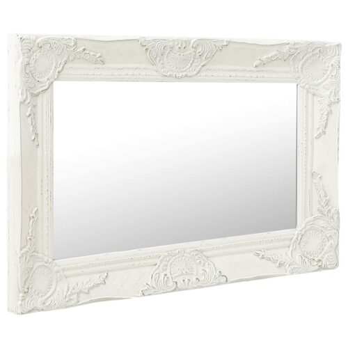 Wall Mirror Baroque Style 60x40cm White - Image 2
