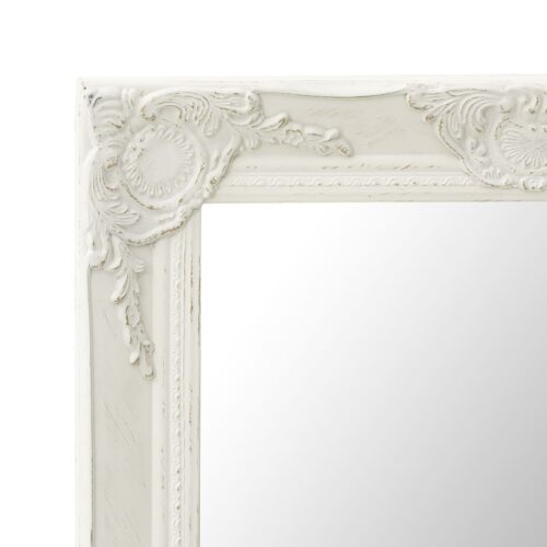 Wall Mirror Baroque Style 60x40cm White - Image 4